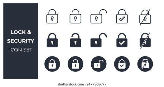 lock and security icon set 