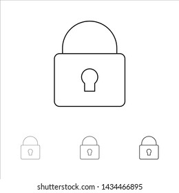 Lock, Security, Locked, Login Bold and thin black line icon set
