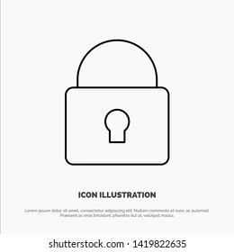Lock, Security, Locked, Login Line Icon Vector