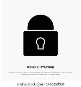 Lock, Security, Locked, Login solid Glyph Icon vector. Vector Icon Template background