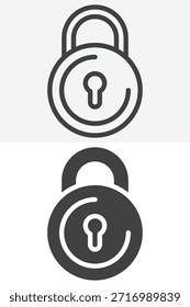 Lock security protection icon set in different style. Line outline and solid icon design. Editable stroke vector sign and symbol. Lock icon for privacy and safety UI.