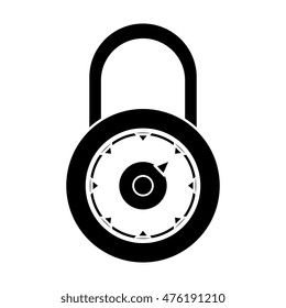 lock security safety equipment object closed silhouette vector illustration