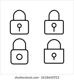  lock, security, safety, privacy line icon set silhouette vector on white background.