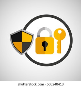 lock and security shield icon, vector illustration