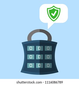 Lock with security symbol. Data protection. Vector illustration