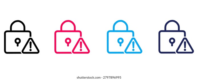Lock Security Warning Icon Set