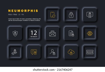 Lock set icon. Private information, personal data, security, protection, password, twofactor authentication. Defense concept. Neomorphism style. Vector line icon for Business and Advertising