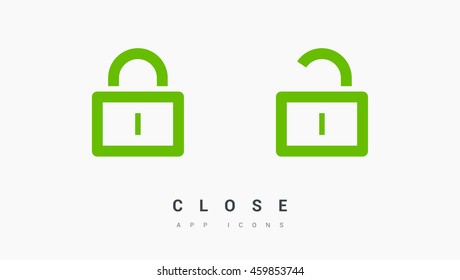 Lock set of isolated minimal flat linear icons. Line vector icons for websites and mobile minimalistic flat design. Modern trend concept design style illustration symbol.