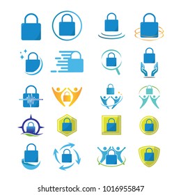 Lock set logotype vector design concept illustration emblem isolated