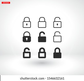 lock, set, vector, icon, open, closed.icon; lock; set; key;