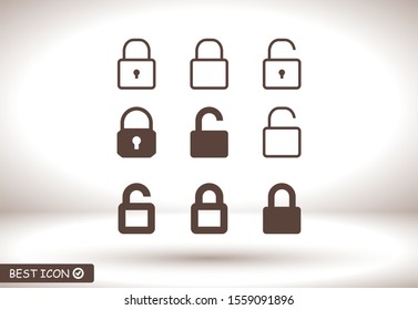 lock, set, vector, icon, open, closed.icon; lock; set; key;