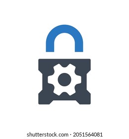 Lock settings icon on white background