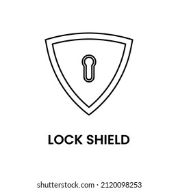 Lock Shield Black and White Icon in Outline Style on a White Background Suitable for Logo, Guard, Security Icon. Isolated
