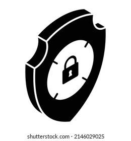 Lock and shield denoting the concept of protection isometric icon 

