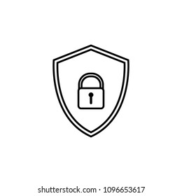 lock in the shield icon. Element of cyber security icon for mobile concept and web apps. Thin line lock in the shield icon can be used for web and mobile on white background