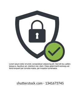 Lock and shield icon, vector illustration, security symbol. Guard safe protection .