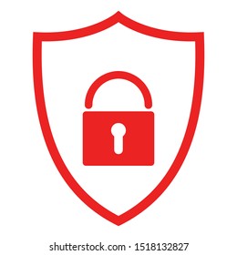 Lock and shield on white
