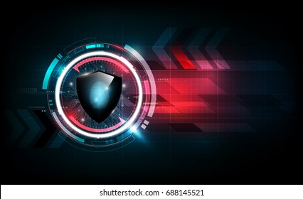 Lock shield with security lock concept and futuristic electronic technology background, transparent vector illustration