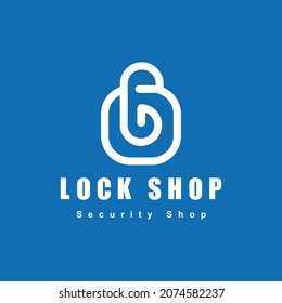 lock shop and security online shopping logo. symbol of lock and basket shop logo .