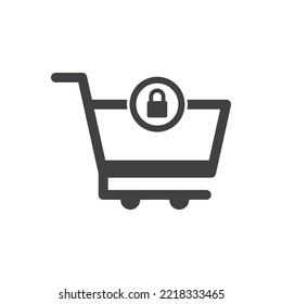 Lock Shopping Cart Icon Sign Symbol