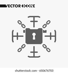 Lock sign with chains. Information security lock concept icon. Security lock symbol for your web site design, lock logo, sign, app, UI. Vector. 