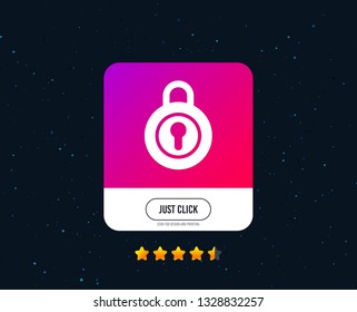 Lock sign icon. Locker symbol. Web or internet icon design. Rating stars. Just click button. Vector