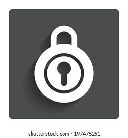 Lock sign icon. Locker symbol. Gray flat button with shadow. Modern UI website navigation. Vector