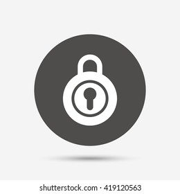 Lock sign icon. Locker symbol. Gray circle button with icon. Vector
