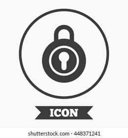 Lock sign icon. Locker symbol. Graphic design element. Flat symbol in circle button. Vector