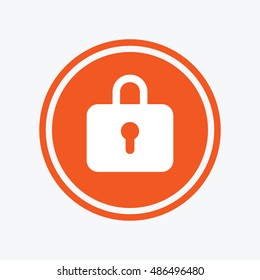 Lock sign icon. Locker symbol. Graphic design element. Flat locker symbol on the round button. Vector