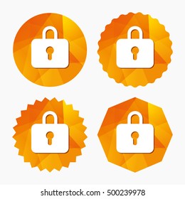 Lock sign icon. Locker symbol. Triangular low poly buttons with flat icon. Vector