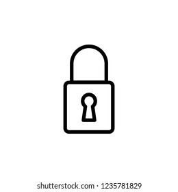Lock sign icon. Outline icon on white background. Lock sign Silhouette. Web site, page and mobile app design vector element.