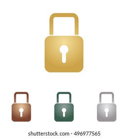 Lock sign illustration. Metal icons on white backgound.