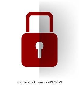 Lock sign illustration. Vector. Bordo icon on white bending paper background.