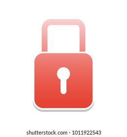 Lock sign illustration. Vector. Reddish icon with white and gray shadow on white background. Isolated.