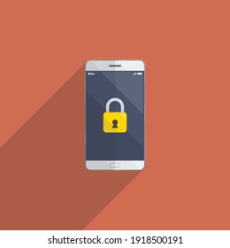 señal de bloqueo en el smartphone con fondo rojo
