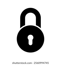 Lock silhouette icon. Padlock security isolated on white. Vector illustration.