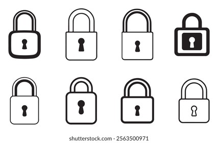 lock silhouette set icon set vector illustration on white background