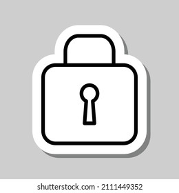 Lock simple icon vector. Flat desing. Sticker with shadow on gray background.ai