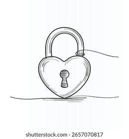lock single line art design