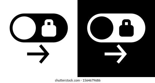 Lock Slider. Glyph Icon in White and Black Version.