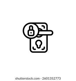 lock smart home outline icon and illustration