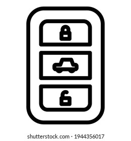 Lock smart key car icon. Outline lock smart key car vector icon for web design isolated on white background