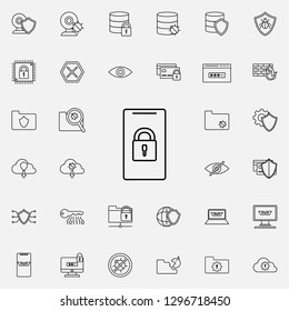 Schloss in einem Smartphone-Symbol. Virus Antivirus Icons universell einsetzbar für Web und Mobile