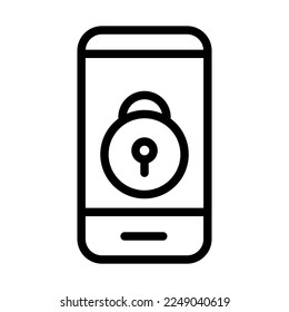 Lock smartphone icon line isolated on white background. Black flat thin icon on modern outline style. Linear symbol and editable stroke. Simple and pixel perfect stroke vector illustration.