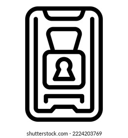 Lock smartphone icon outline vector. Digital media. Online detox