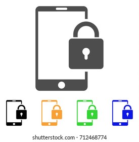 Lock Smartphone icon. Vector illustration style is a flat iconic lock smartphone symbol with black, grey, green, blue, yellow color versions. Designed for web and software interfaces.
