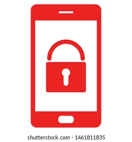 Lock and smartphone on white
