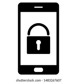 Lock and smartphone on white