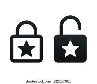 Lock star icon. Illustration vector